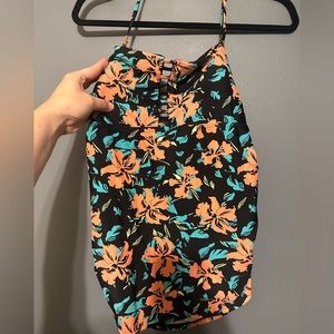 Pink Blush size L floral tankini top with ruching